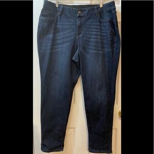Venezia Dark Whisker Wash Tapered Jeans With Elastic Lined Waist Women’s Size 18